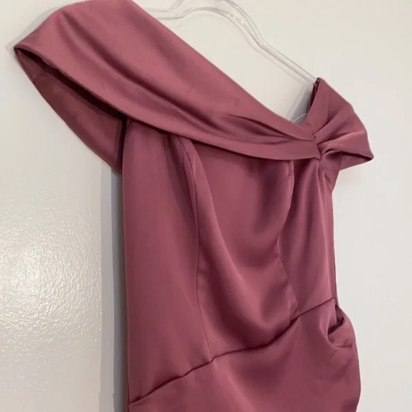 ASOS EDITION satin Bardot drape wrap maxi dress in orchid size 4 - Picture 11 of 11